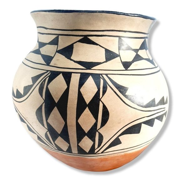 Santo Domingo Pueblo Pottery Olla Water Jug Pot Vase Southwest Native Amer Acoma - Picture 2 of 12